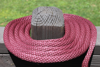 Coiled Burgundy Solid Braided Multifilament Polypropylene Rope
