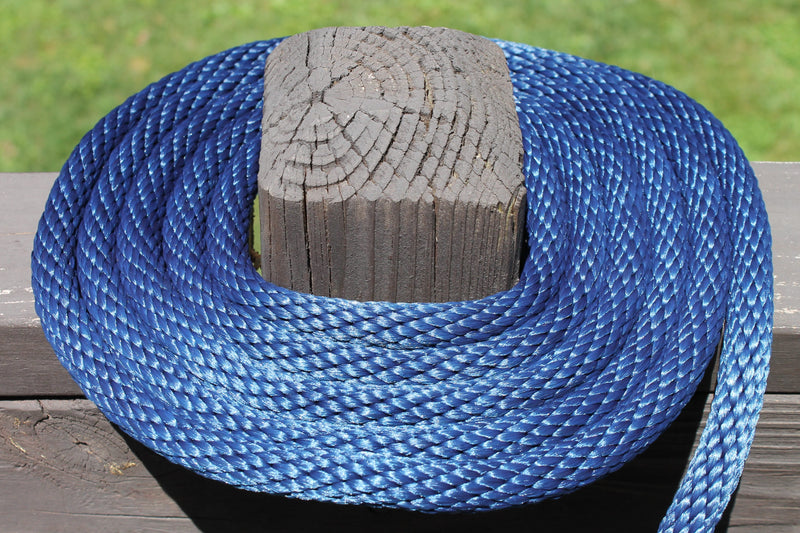 Coiled Navy Blue Solid Braided Multifilament Polypropylene Rope