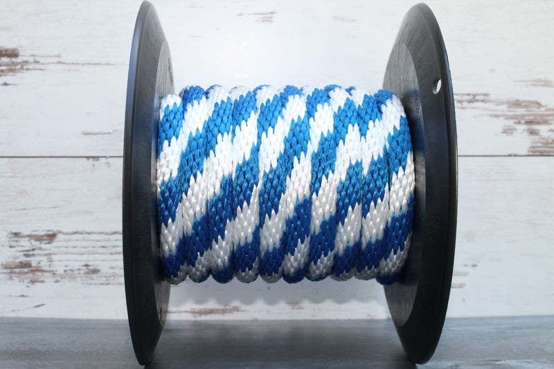 Blue and White Solid Braided Multifilament Polypropylene Rope