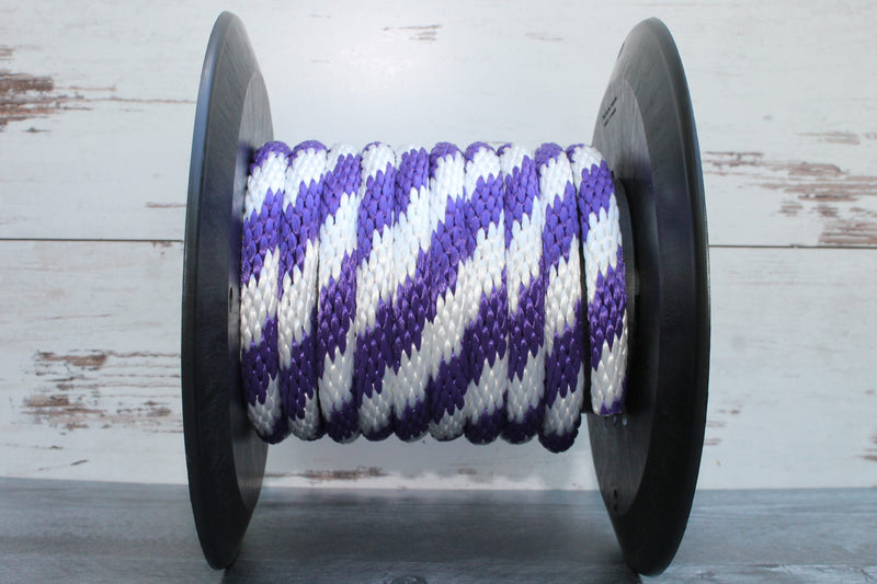 Purple and White Solid Braided Multifilament Polypropylene Rope made by Troyers Rope