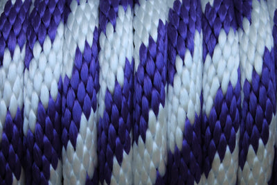 Close up of the Purple and White Solid Braided Multifilament Polypropylene Rope