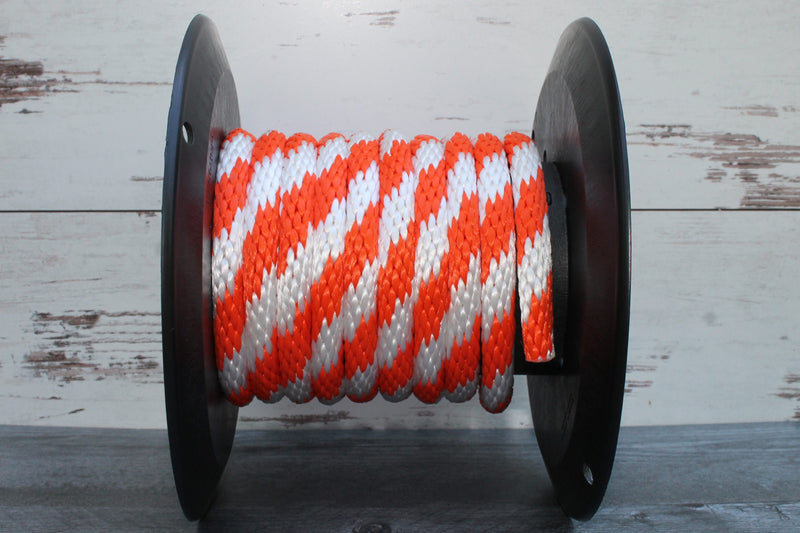 Orange and White Solid Braided Multifilament Polypropylene Rope from Troyers Rope Co