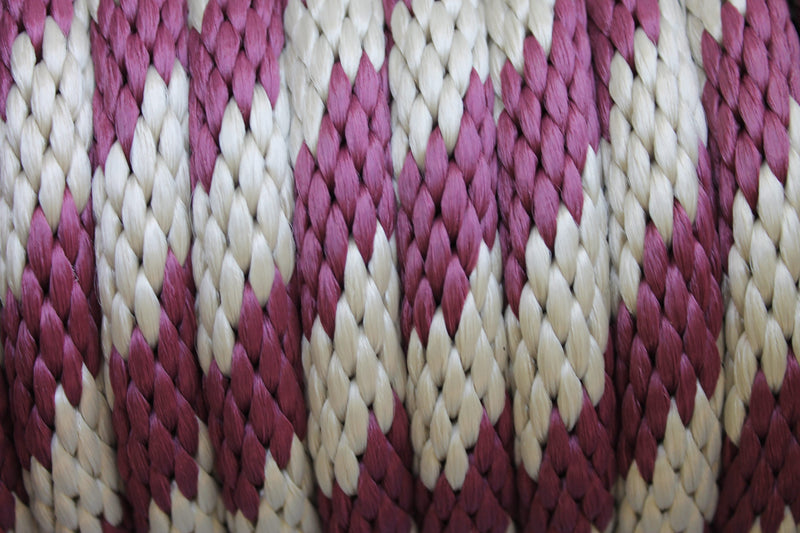 Detail of the Burgundy and Tan Solid Braided Multifilament Polypropylene Rope