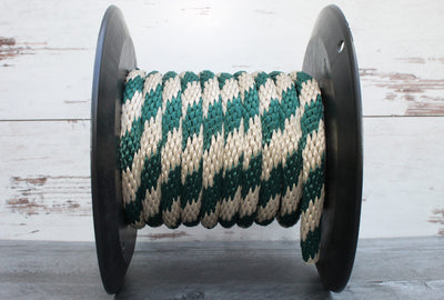 Hunter Green and Tan Solid Braided Multifilament Polypropylene Rope made by Troyers Rope Co