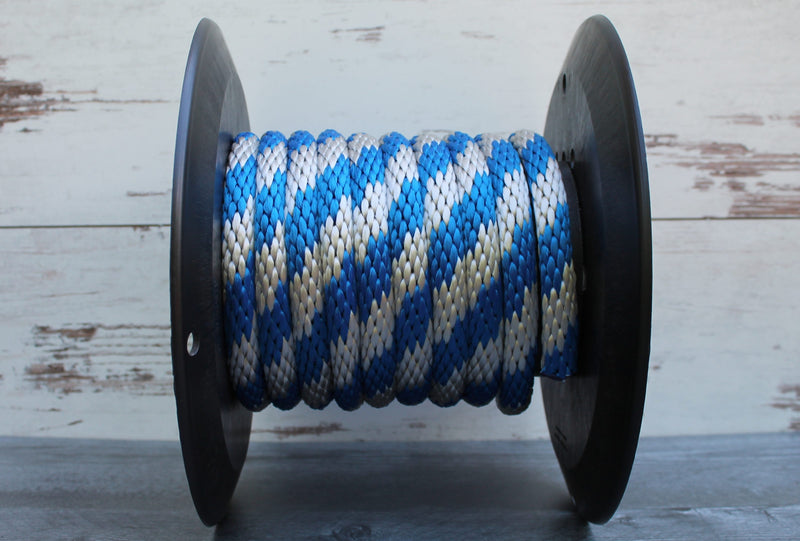 Blue and Silver Solid Braided Multifilament Polypropylene Rope made by Troyers Rope Co
