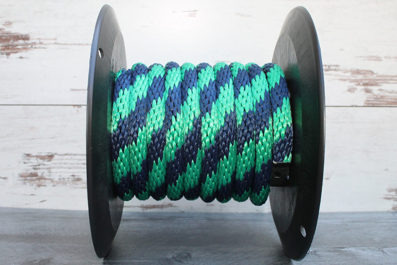 Green and Navy Solid Braided Multifilament Polypropylene Rope Made by Troyers Rope Company