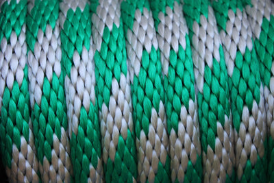 Close up of the Green and Silver Solid Braided Multifilament Polypropylene Rope