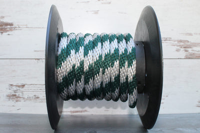 Hunter Green and Silver Solid Braided Multifilament Polypropylene Rope Manufactured by Troyers Rope Co