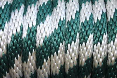 Close up of the Hunter Green and Silver Solid Braided Multifilament Polypropylene Rope