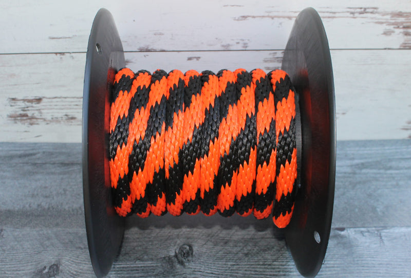 Orange and Black Solid Braided Multifilament Polypropylene Rope from Troyers Rope Co