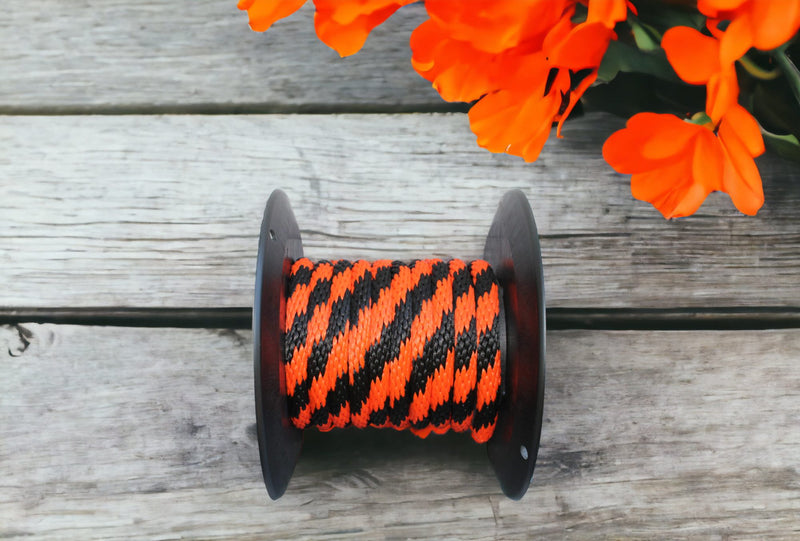Orange and Black Solid Braided Multifilament Polypropylene Rope