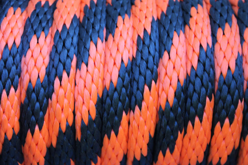 Detail of the Orange and Black Solid Braided Multifilament Polypropylene Rope