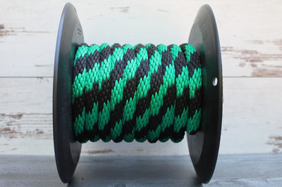 Green and Black Solid Braided Multifilament Polypropylene Rope by Troyers Rope Company