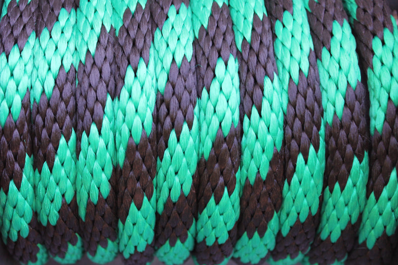 Detail of the Green and Black Solid Braided Multifilament Polypropylene Rope