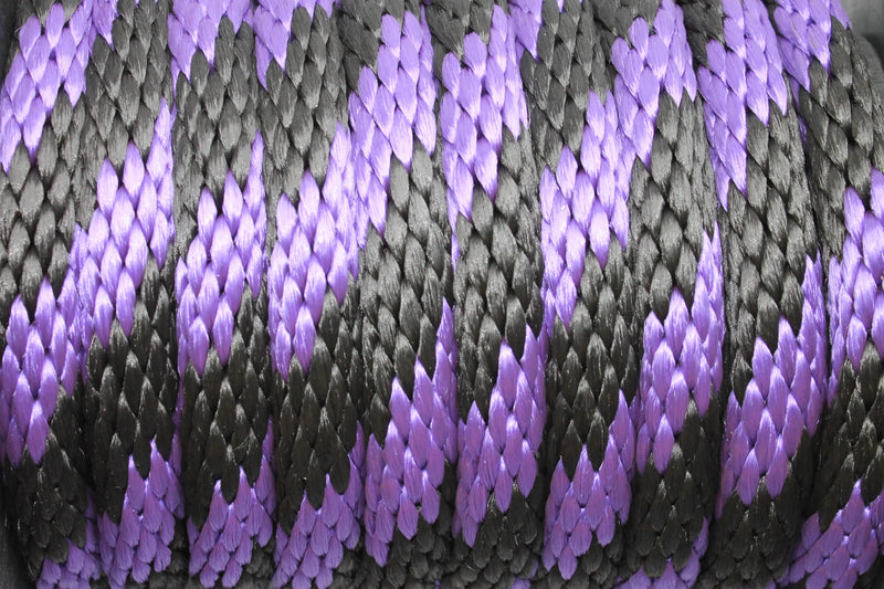 Detail of the Purple and Black Solid Braided Multifilament Polypropylene Rope