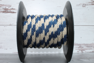Navy and Tan Solid Braided Multifilament Polypropylene Rope manufactured by Troyers Rope Co