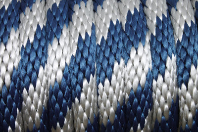 Close up of the Navy and Silver Solid Braided Multifilament Polypropylene Rope