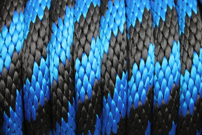 Detail of the Blue and Black Solid Braided Multifilament Polypropylene Rope