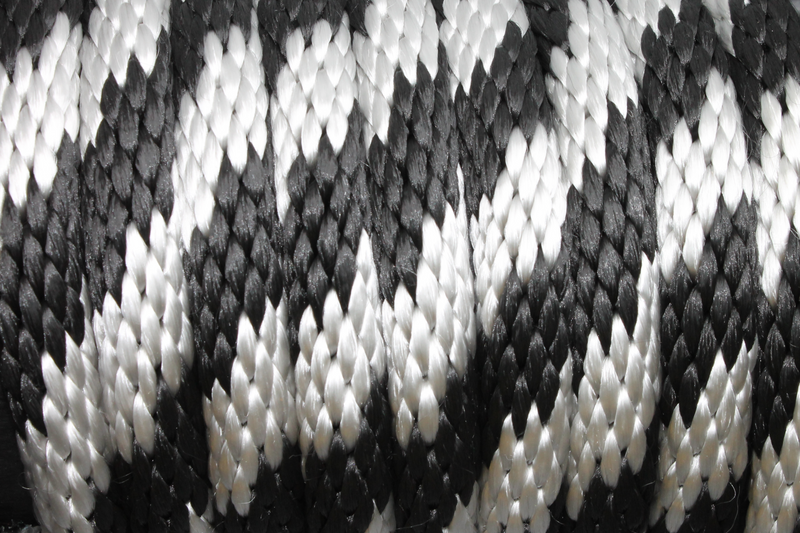 Close up of the Black and Silver Solid Braided Multifilament Polypropylene Rope