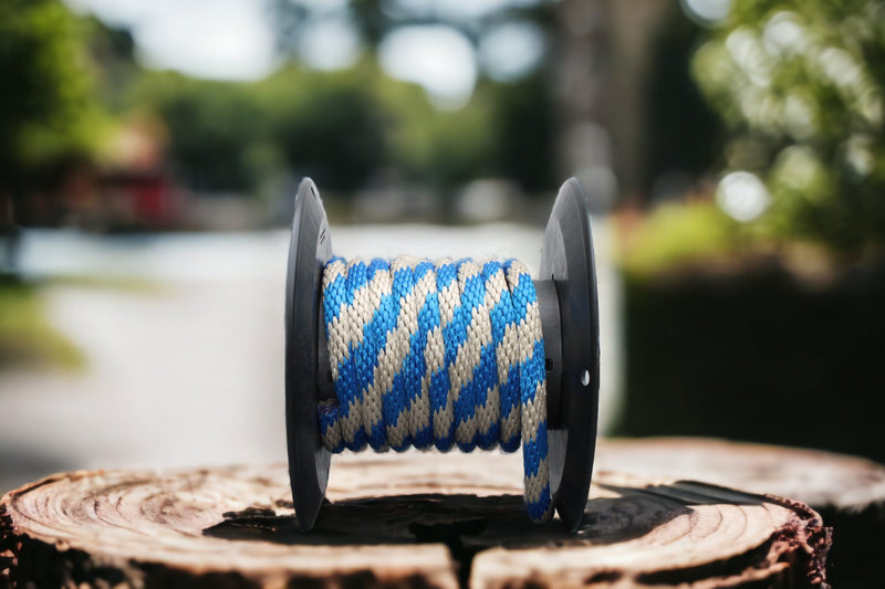 Blue and Tan Solid Braided Multifilament Polypropylene Rope