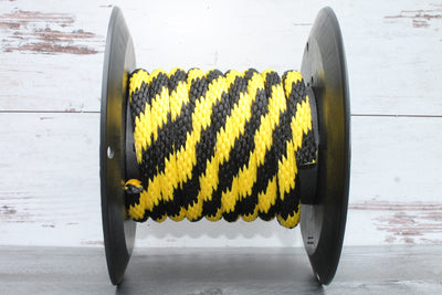 Black and Yellow Solid Braided Multifilament Polypropylene Rope