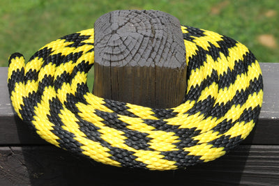 Coiled Black and Yellow Solid Braided Multifilament Polypropylene Rope