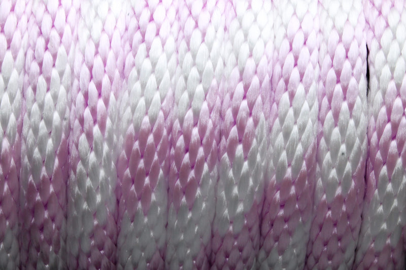 Close up of the Orchid and White Solid Braided Multifilament Polypropylene Rope