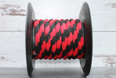Red and Black Solid Braided Multifilament Polypropylene Rope Made by Troyers Rope Company