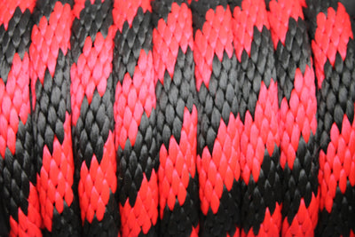 Detail of the Red and Black Solid Braided Multifilament Polypropylene Rope