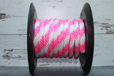 Hot Pink and White Solid Braided Multifilament Polypropylene Rope From Troyers Rope Company