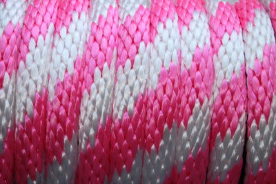 Close up of the Hot Pink and White Solid Braided Multifilament Polypropylene Rope