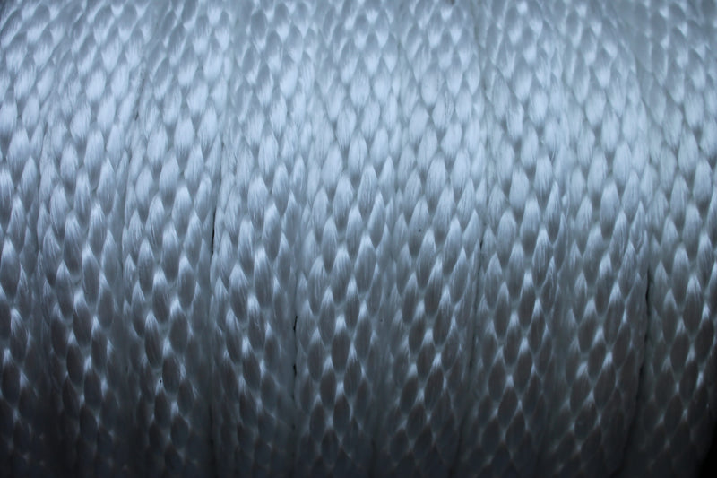 Close up of the White Solid Braided Multifilament Polypropylene Rope