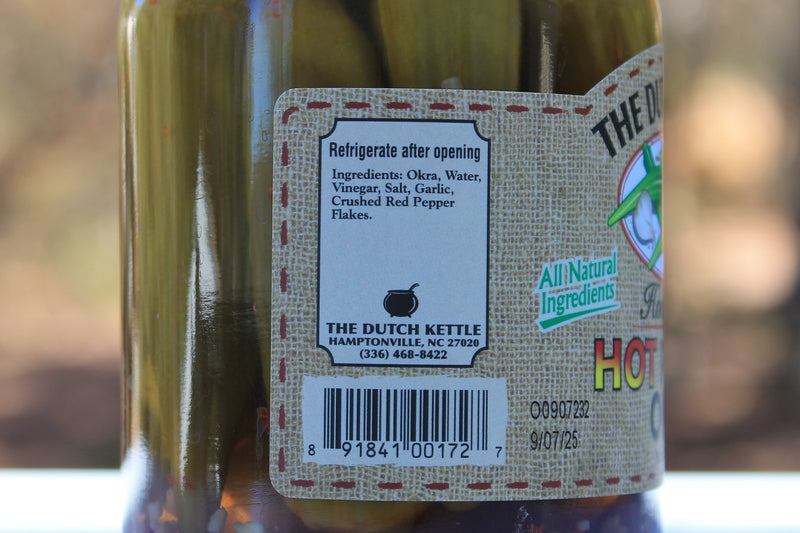 Dutch Kettle Amish Homemade Hot Pickled Okra Ingredients