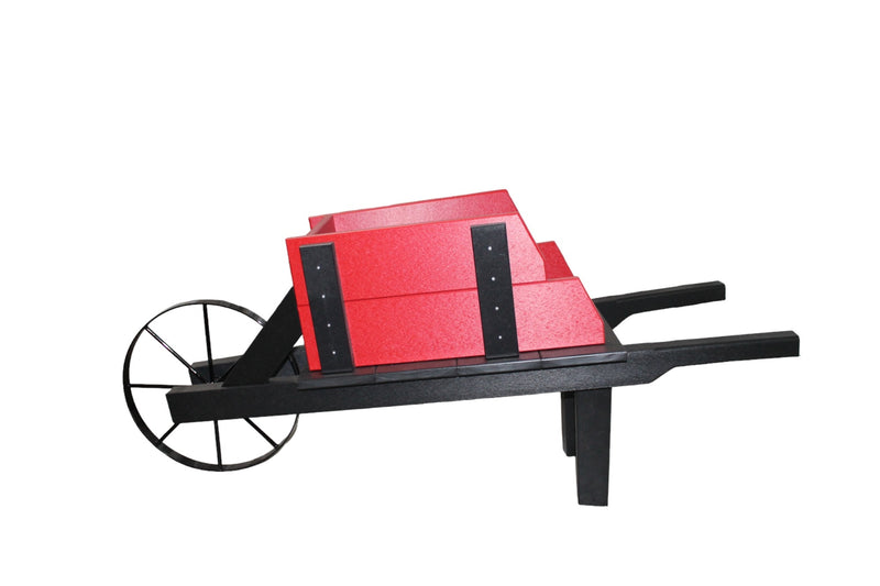 Red and Black Amish Made Decorative Poly Wheelbarrow
