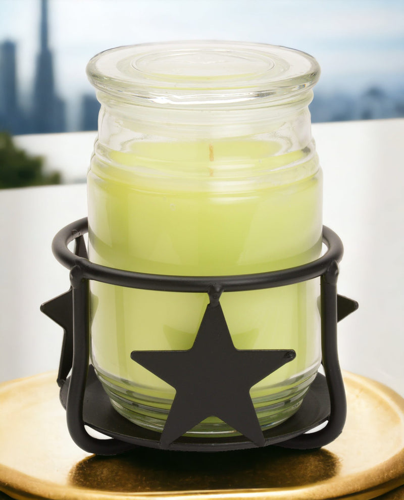 Metal Star Jar Candle Holder with a candle