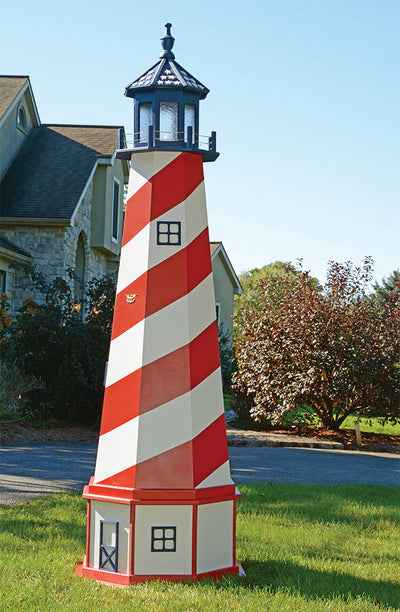 8 Foot Amish Made Poly Lighthouse  - Patriotic - Base not included