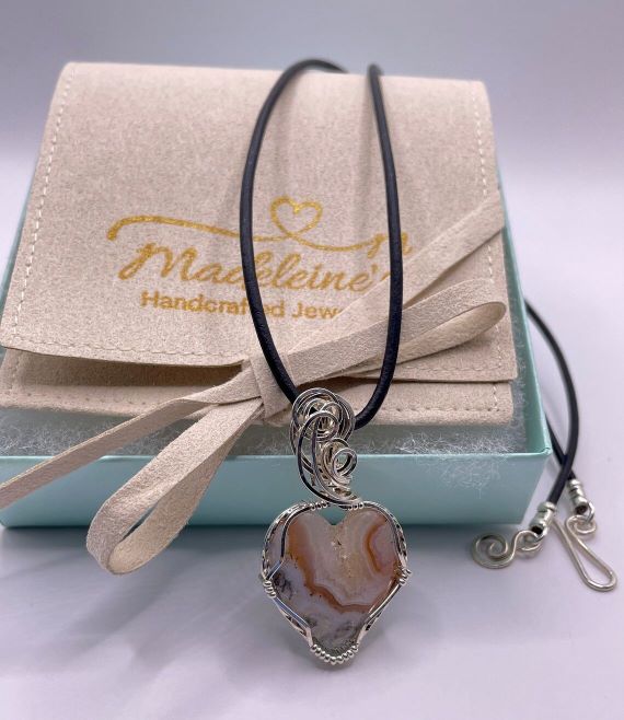 Handcrafted Artisan Pendant on an 18 inch Leather Necklace comes in a beautiful gift box.