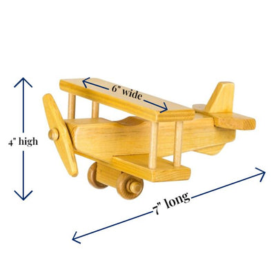 The Size of this Wooden Airplane toy is 7" long by 6" wide by 4" high. 
