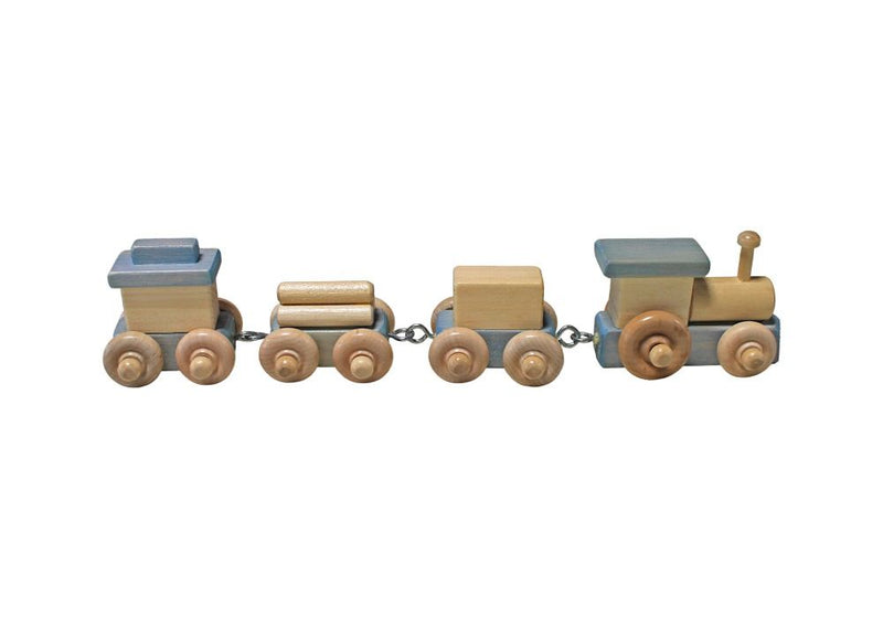  Blue/Natural Small Wooden Toy Train.
