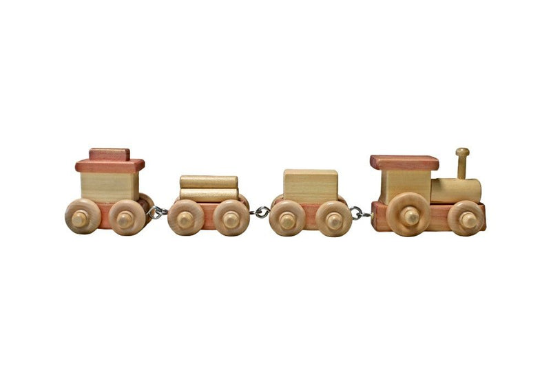Pink/Natural Small Wooden Toy Train.
