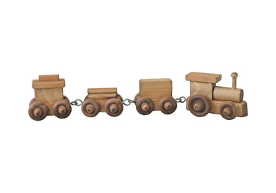  Natural Wood with Harvest Stain Small Wooden Toy Train.