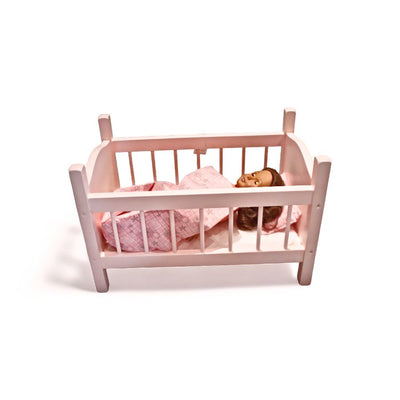 Pink Wooden Baby Doll Crib. Doll and bedding not included.