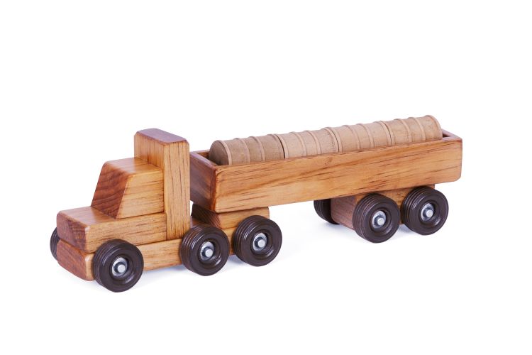 Small Wooden Barrel Truck Toy