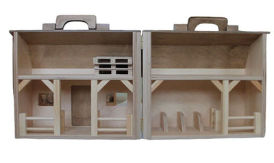 Folding Wooden Barn Toy close up of inside 