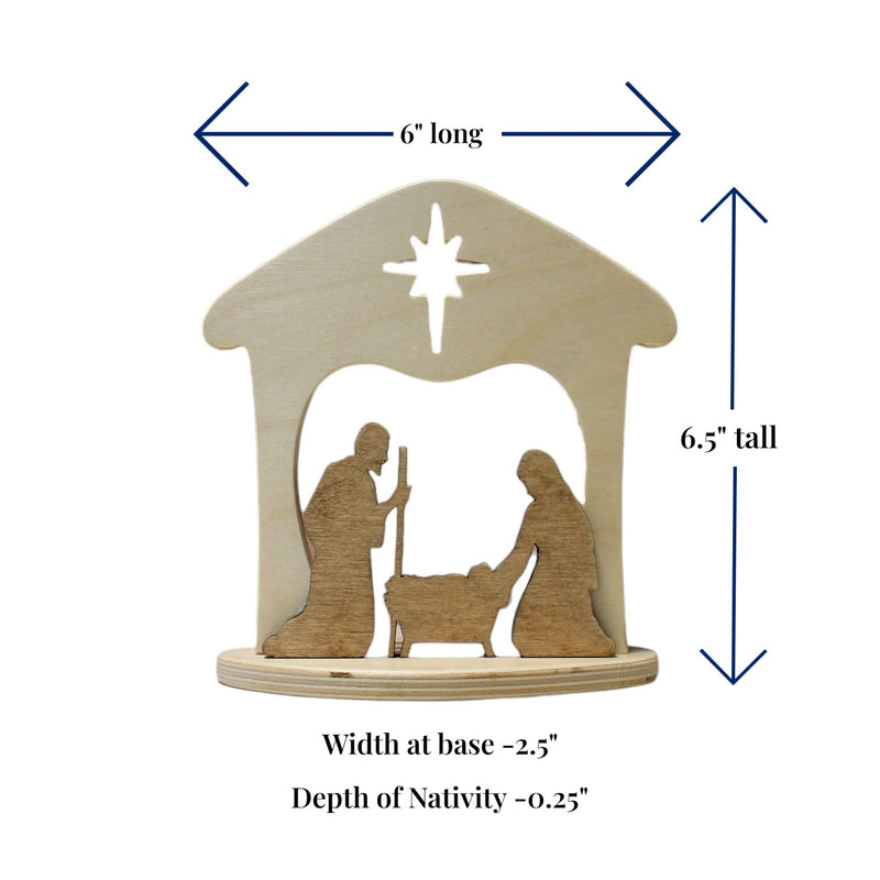 Dimensions of Amish made small Nativity Decoration. 