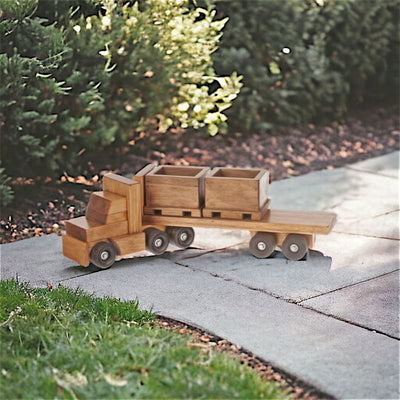 Wooden Toy Truck with Skid Trailer
