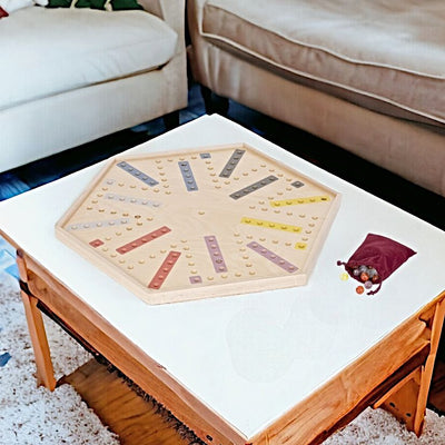 Have fun at family game night with this Wooden Aggravation/4 Way Checkers Marble Game. 