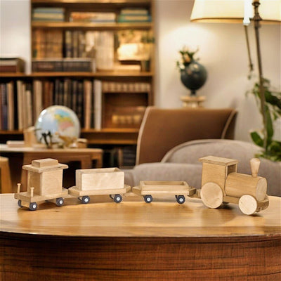 Kids of all ages will love our Wooden Toy Freight Train. This one has a Harvest Stain on the wood.