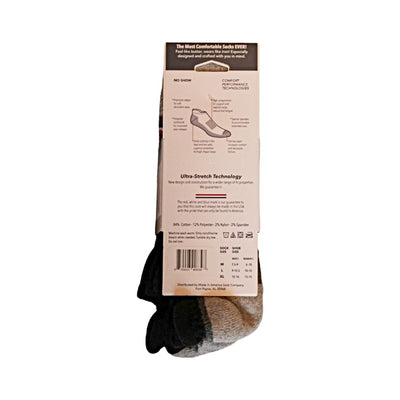 Back of package of Men's Cotton Black No Show Work Socks L/XL - 2 Pack