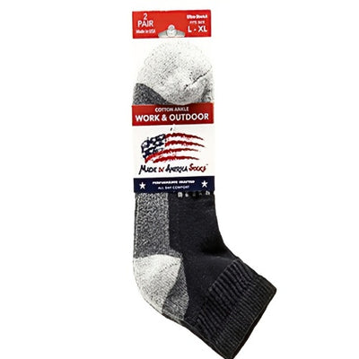 Men's Black Cotton Ankle Work Sock L/XL 2 pack available at Harvest Array.